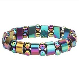 Hematite Multi-Colored Therapy, Stress Relieving, Anxiety Bracelet- Stretches
